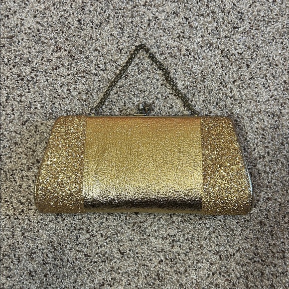 Vintage Gold Glitter Metallic Clutch Evening Bag - Picture 4 of 14